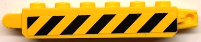 Hinge Brick 1 x 6 Locking with Black and Yellow Danger Stripes Pattern Model Left Side (Sticker) - Set 60124