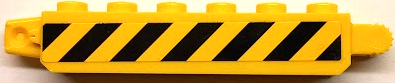 Hinge Brick 1 x 6 Locking with Black and Yellow Danger Stripes Pattern Model Right Side (Sticker) - Set 60124