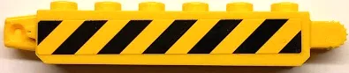 Hinge Brick 1 x 6 Locking with Black and Yellow Danger Stripes Pattern Model Right Side (Sticker) - Set 60124