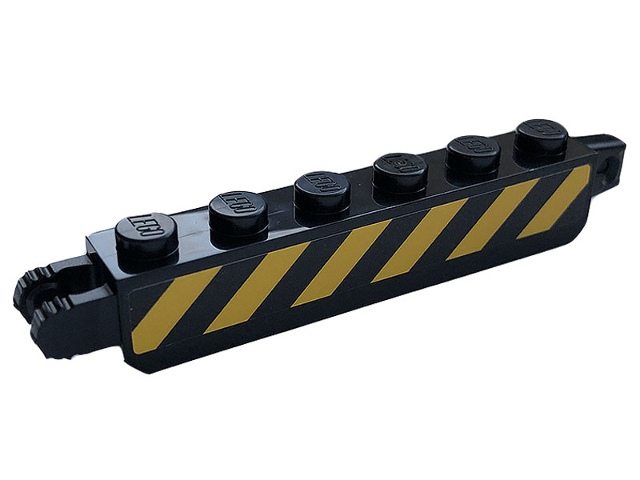 Hinge Brick 1 x 6 Locking with 1 Finger Vertical End and 2 Fingers Vertical End with Black and Yellow Danger Stripes Pattern on Both Sides (Stickers) - Set 60306