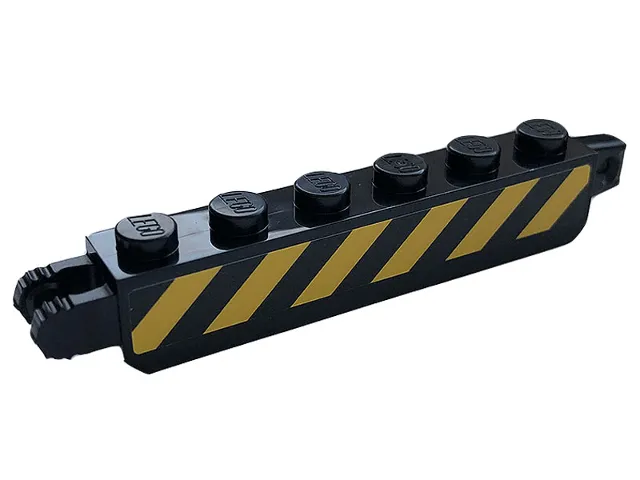 Hinge Brick 1 x 6 Locking with 1 Finger Vertical End and 2 Fingers Vertical End with Black and Yellow Danger Stripes Pattern on Both Sides (Stickers) - Set 60306
