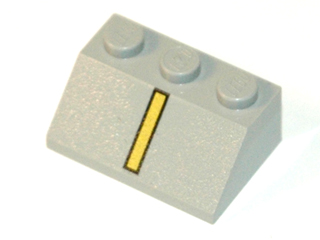 Slope 45 2 x 3 with Black and Yellow Vertical Stripe Pattern