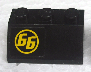 Slope 45 2 x 3 with Yellow '66' in Yellow Circle Pattern Left (Sticker) - Set 8161