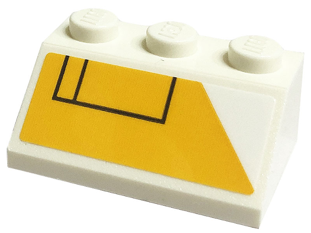 Slope 45 2 x 3 with Yellow Background and White Triangle Cutout with Two Black Rectangles Pattern Model Left Side (Sticker) - Set 75290