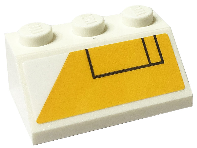 Slope 45 2 x 3 with Yellow Background and White Triangle Cutout with Two Black Rectangles Pattern Model Right Side (Sticker) - Set 75290