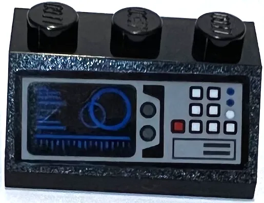 Slope 45 2 x 3 with Light Bluish Gray Control Panel with White and Red Buttons and Blue Circles and Bar Chart on Screen Pattern (Sticker) - Set 75315