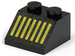 Slope 45 2 x 2 with Yellow Grille with 7 Vertical Lines Pattern