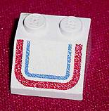 Slope 45 2 x 2 with Red and Blue 'U' Stripe Pattern