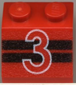 Slope 45 2 x 2 with Number 3 and Black Stripes Pattern
