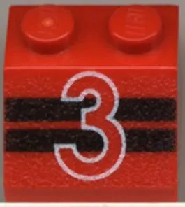 Slope 45 2 x 2 with Number 3 and Black Stripes Pattern