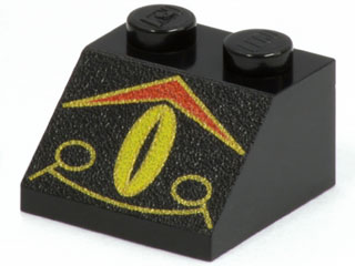 Slope 45 2 x 2 with RoboForce Red Chevron and Yellow Eye Pattern