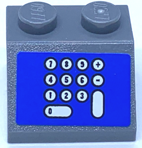Slope 45 2 x 2 with Cash Register, White Number Pad on Blue Background Pattern (Sticker) - Sets 3825 / 3833