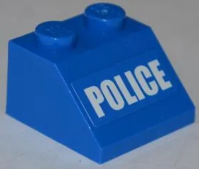Slope 45 2 x 2 with White 'POLICE' Bold Narrow Font on Blue Background Pattern (Sticker) - Set 4205