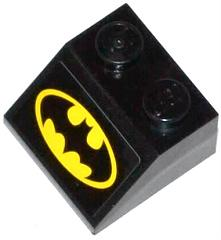 Slope 45 2 x 2 with Yellow Batman Logo Pattern (Sticker) - Set 76011