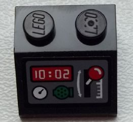 Slope 45 2 x 2 with Gauge, Clock, Radio and Red Lever Pattern (Sticker) - Set 60051