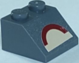 Slope 45 2 x 2 with Dark Red SW Semicircle Concave Down on Tan Background Pattern (Sticker) - Set 10195