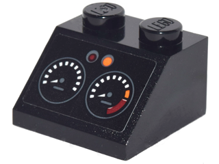 Slope 45 2 x 2 with Dashboard with 2 Gauges and Orange and Red Lights Pattern (Sticker) - Set 70903