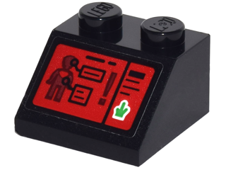 Slope 45 2 x 2 with Digital Screen with Superman, Lines, Boxes, Exclamation Mark and Kryptonite Pattern (Sticker) - Set 76044