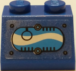 Slope 45 2 x 2 with Window with Black Ring in Oval with Blue and White Swirls Pattern Model Left Side (Sticker) - Set 70013