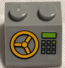 Slope 45 2 x 2 with Light Orange Control (Steering) Wheel and Code Entry Pad Pattern (Sticker) - Set 79117