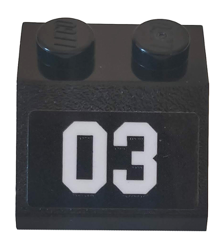 Slope 45 2 x 2 with White Number 03 on Black Background Pattern (Sticker) - Set 76162