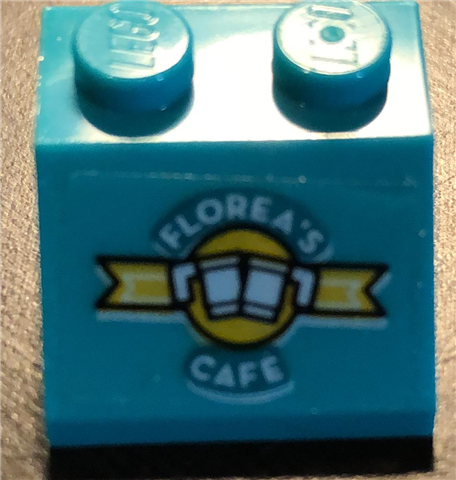 Slope 45 2 x 2 with 'FLOREA'S CAFE' and Cups Pattern (Sticker) - Set 76129
