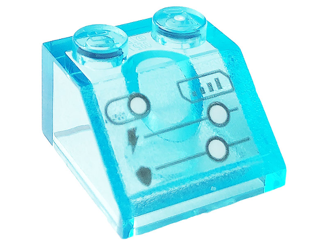 Slope 45 2 x 2 with Display with Lightning Bolt, Shield, Signal, and Buttons Pattern (Sticker) - Set 76166