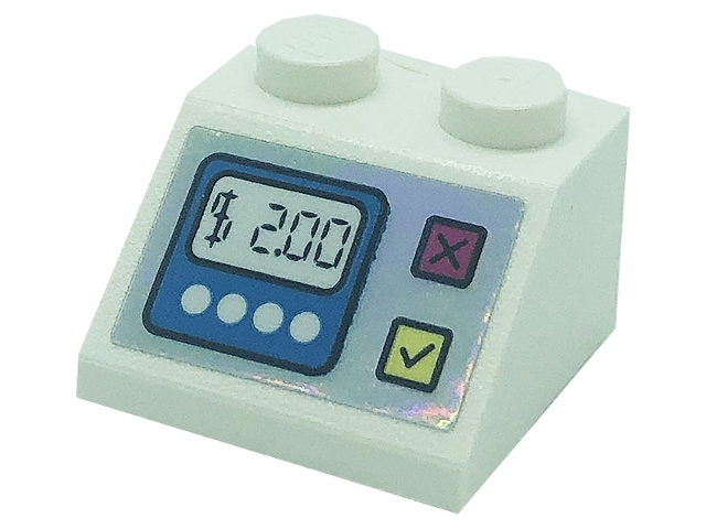 Slope 45 2 x 2 with Cash Register, '$ 2.00', and Buttons Pattern (Sticker) - Set 41366
