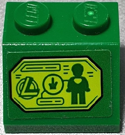 Slope 45 2 x 2 with Lime Screen with Green Lines, Crystal, and Minifigure Pattern (Sticker) - Set 76096