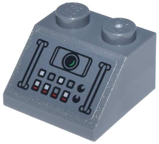 Slope 45 2 x 2 with Control Panel with Handles, Button, and Lens Pattern (Sticker) - Set 76269