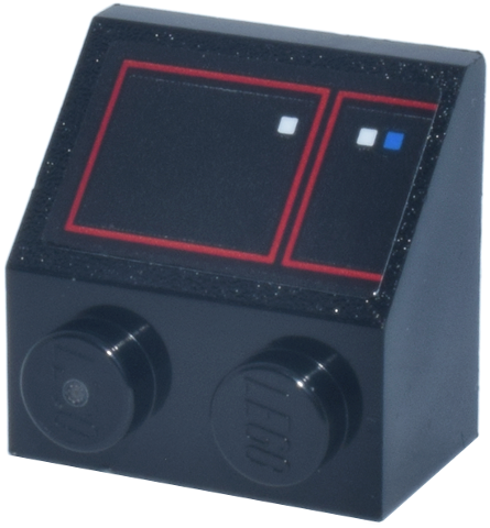 Slope 45 2 x 2 with Control Panel, Red Rectangle and Lines, White and Blue Lights and Buttons Pattern (Sticker) - Set 75419