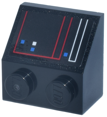 Slope 45 2 x 2 with Control Panel, Red and White Lines, Blue Square Buttons and Lights Pattern (Sticker) - Set 75419