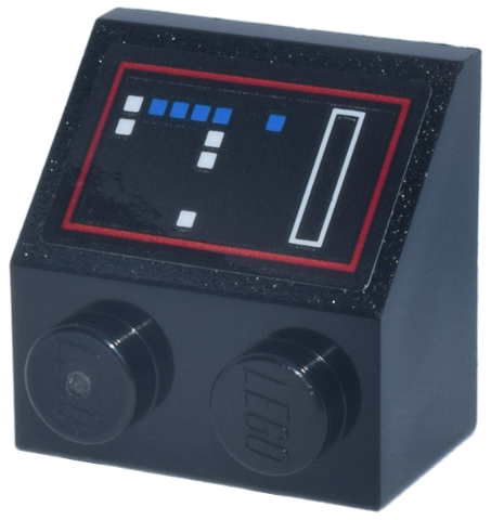 Slope 45 2 x 2 with Control Panel, Red and White Rectangles, Blue Square Lights and Buttons Pattern (Sticker) - Set 75419