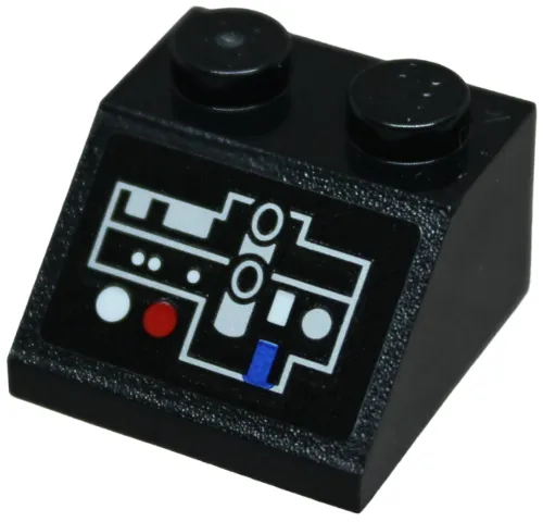 Slope 45 2 x 2 with SW Death Star Control Panel with Blue, Red, Silver and White Buttons and Lights Pattern 1 (Sticker) - Set 75159