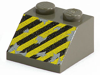 Slope 45 2 x 2 with Black and Yellow Danger Stripes Pattern