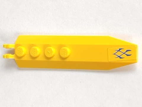 Hinge Plate 1 x 8 with Angled Side Extensions with Blue Markings Pattern (Sticker) - Set 7962