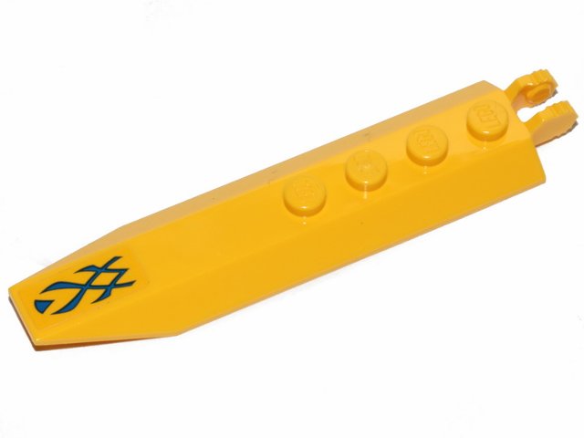 Hinge Plate 1 x 8 with Angled Side Extensions with Blue Markings Pattern (Sticker) - Set 75258