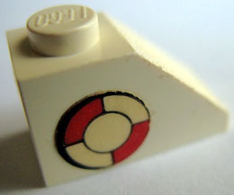 Slope 45 2 x 1 without Bottom Tube with Life Preserver Pattern Left (Sticker) - Set 373-1