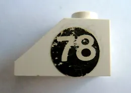 Slope 45 2 x 1 without Bottom Tube with '78' on Black Circle Pattern Model Right Side (Sticker) - Set 619