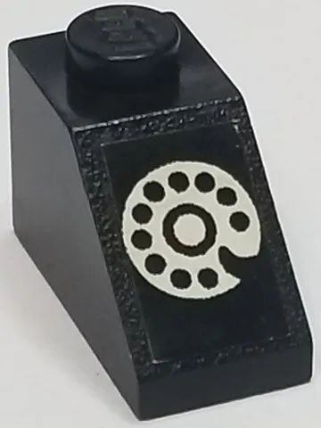 Slope 45 2 x 1 without Bottom Tube with White Rotary Phone Dial Pattern (Sticker) - Set 268