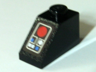 Slope 45 2 x 1 with Blue and White Buttons and Large Red Circle Pattern (Sticker) - Set 10188