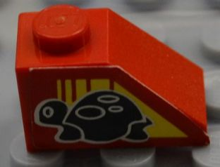 Slope 45 2 x 1 with Black Turtle on Right Side Pattern (Sticker) - Set 8858-1