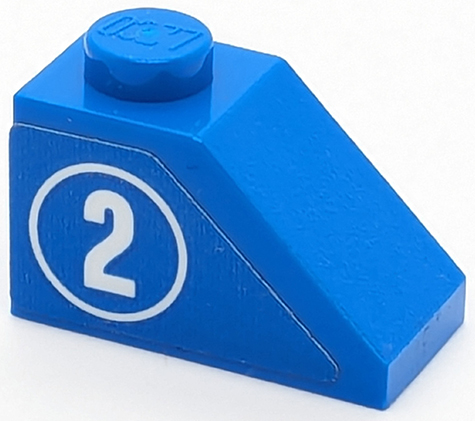 Slope 45 2 x 1 with White Number 2 in Circle Pattern Model Left Side (Sticker) - Set 40347