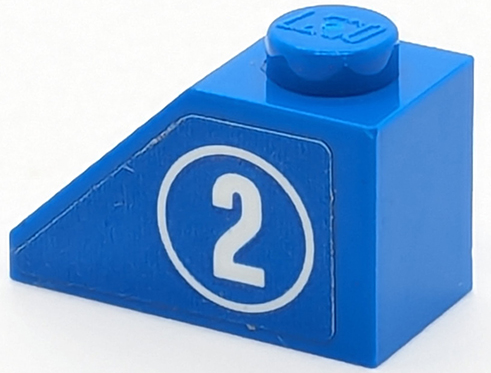 Slope 45 2 x 1 with White Number 2 in Circle Pattern Model Right Side (Sticker) - Set 40347