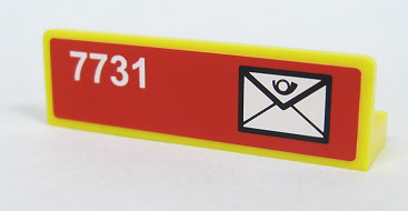 Panel 1 x 4 x 1 with White Mail Envelope and '7731' on Red Background Pattern Model Left Side (Sticker) - Set 7731