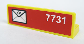 Panel 1 x 4 x 1 with White Mail Envelope and '7731' on Red Background Pattern Model Right Side (Sticker) - Set 7731