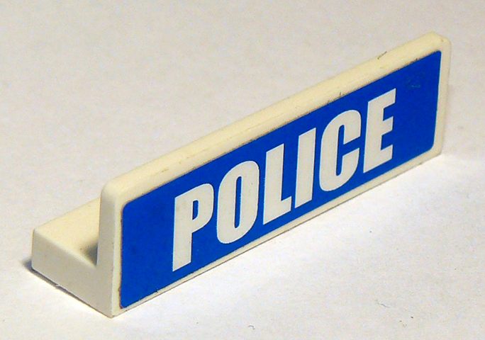 Panel 1 x 4 x 1 with White 'POLICE' Bold Narrow Font Large on Blue Background Pattern (Sticker) - Sets 3648 / 3661 / 7498 / 7744