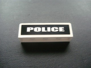 Panel 1 x 4 x 1 with White 'POLICE' on Black Background Pattern (Sticker) - Set 7236-1