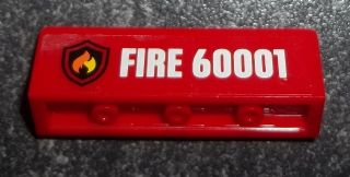 Panel 1 x 4 x 1 with Flame on Black Shield Fire Logo Badge, White 'FIRE 60001' Pattern (Sticker) - Set 60001