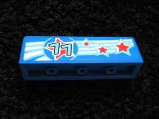 Panel 1 x 4 x 1 with Red Stars, Medium Azure '77', White Stripes Pattern Model Left Side (Sticker) - Set 9094